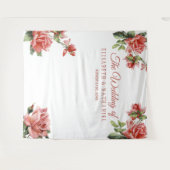 Tenture Fond de photobooth élégant pour mariage avec roses (Devant (Horizontal))