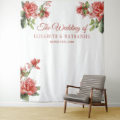 Tenture Fond de photobooth élégant pour mariage avec roses (En situation)