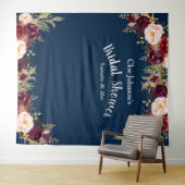 Tenture Fond de Photobooth Fleurs Burgundy Bleu Nuit pour  (En situation (horizontale))