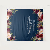 Tenture Fond de Photobooth Fleurs Burgundy Bleu Nuit pour  (Devant (Horizontal))