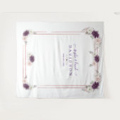 Tenture Fond de Photobooth Mariage Floral Lavande Rose Dor (Devant (Horizontal))