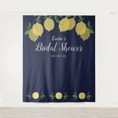 Tenture Fond de photobooth Mariage Navy Blue Citrons (Devant)