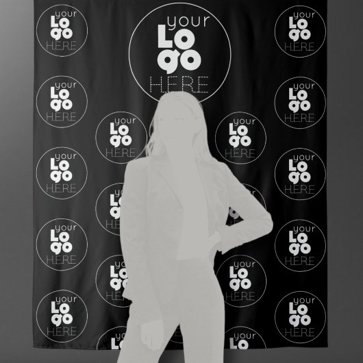 Tenture Fond de photobooth noir à logo répétitif