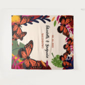 Tenture Fond de photobooth papillons floraux de mariage (Devant (Horizontal))