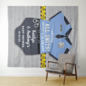 Tenture Fond de photobooth pour Baby Shower Policier (En situation (horizontale))