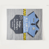 Tenture Fond de photobooth pour Baby Shower Policier (Devant (Horizontal))