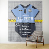 Tenture Fond de photobooth pour Baby Shower Policier (En situation)