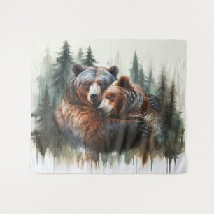 Tenture Fond de photographie à l'aquarelle ours rustique w