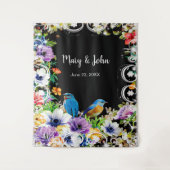 Tenture Fond de photographie botanique et oiseaux bleus co (Devant)