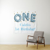 Tenture Fond de photographie de fête bleu et or ONE Balloo (En situation)