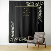 Tenture Fond de photographie de mariage à feuillage noir e (En situation)