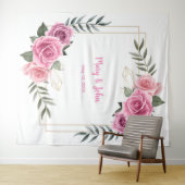 Tenture Fond de photographie de mariage à rose rose géomét (En situation (horizontale))