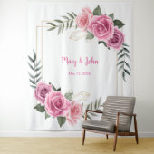 Tenture Fond de photographie de mariage à rose rose géomét (En situation)