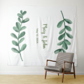 Tenture Fond de photographie de mariage aux feuilles verte (En situation (horizontale))