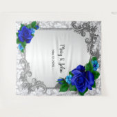 Tenture Fond de Photographie de Mariage aux Roses Bleues É (Devant (Horizontal))