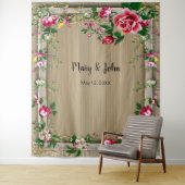 Tenture Fond de photographie de mariage avec des roses rou (En situation)