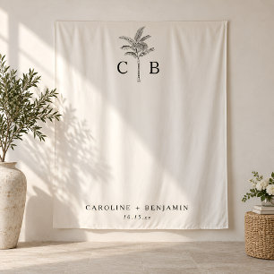 Tenture Fond de Photographie de Mariage Monogramme avec Pa
