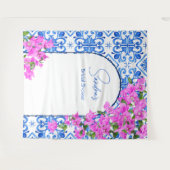 Tenture Fond de photographie élégant avec des tuiles bleue (Devant (Horizontal))