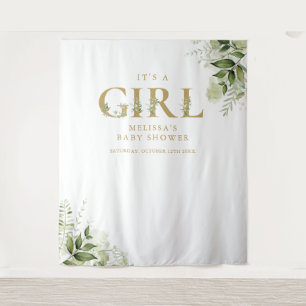 Tenture Fond de Photographie pour Baby Shower Fille Feuill