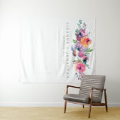 Tenture Fond de photomaton à fleurs aquarelles Boho modern (En situation (horizontale))