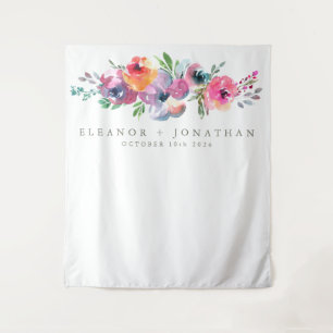 Tenture Fond de photomaton à fleurs aquarelles Boho modern