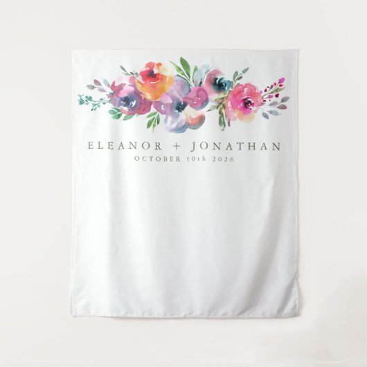 Tenture Fond de photomaton à fleurs aquarelles Boho modern (Devant)