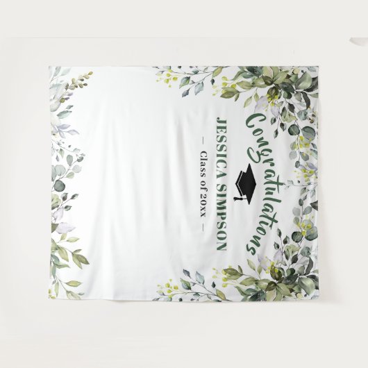 Tenture Fond de photomaton à l'eucalyptus aquarelle modern (Devant (Horizontal))