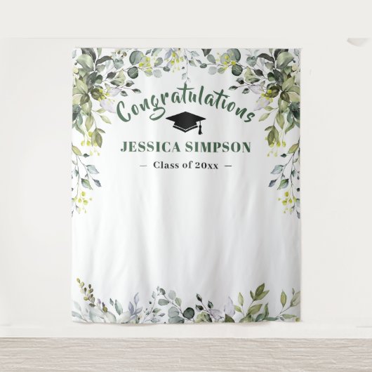 Tenture Fond de photomaton à l'eucalyptus aquarelle modern (Devant)