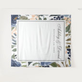 Tenture Fond de photomaton à motif floral bleu marine aqua (Devant (Horizontal))