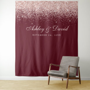 Tenture Fond de photomaton bordeaux avec confettis rose go