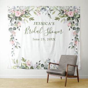 Tenture Fond de photomaton chic pour Baby Shower Eucalyptu