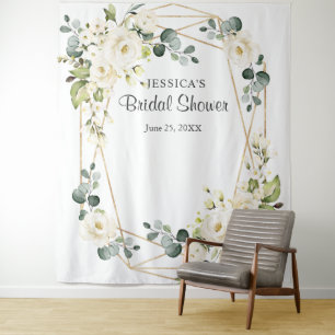 Tenture Fond de photomaton chic pour Baby Shower Rose Blan