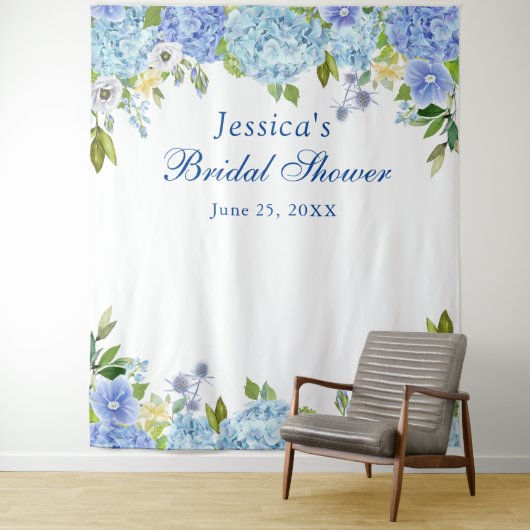 Tenture Fond de photomaton de baby shower mariée Hydrangea (En situation)