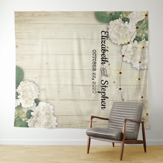 Tenture Fond de photomaton de mariage avec hydrangees et l (En situation (horizontale))