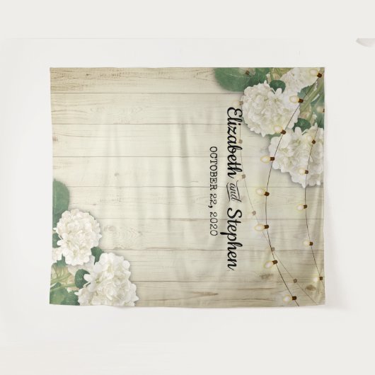 Tenture Fond de photomaton de mariage avec hydrangees et l (Devant (Horizontal))