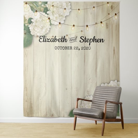 Tenture Fond de photomaton de mariage avec hydrangees et l (En situation)