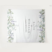 Tenture Fond de photomaton de mariage avec verdure et lila (Devant (Horizontal))