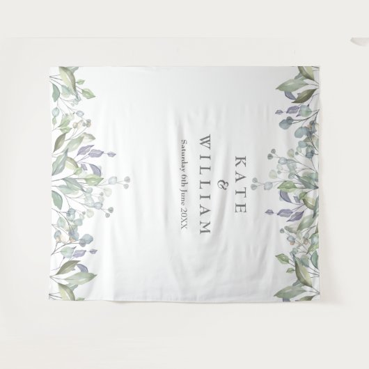 Tenture Fond de photomaton de mariage avec verdure et lila (Devant (Horizontal))