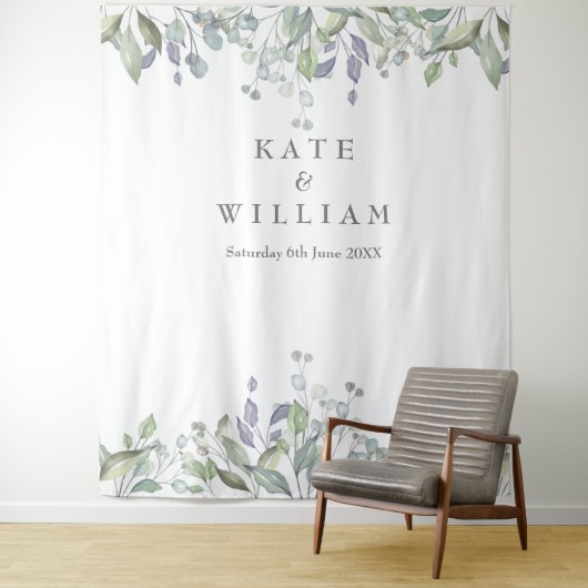 Tenture Fond de photomaton de mariage avec verdure et lila (En situation)