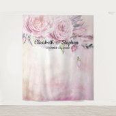 Tenture Fond de photomaton de mariage Bohème Fleurs Plumes (Devant)