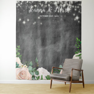 Tenture Fond de photomaton de mariage bohème rose pastel