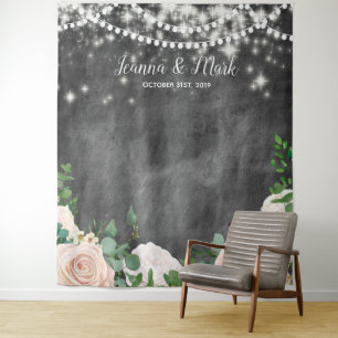 Tenture Fond de photomaton de mariage bohème rose pastel