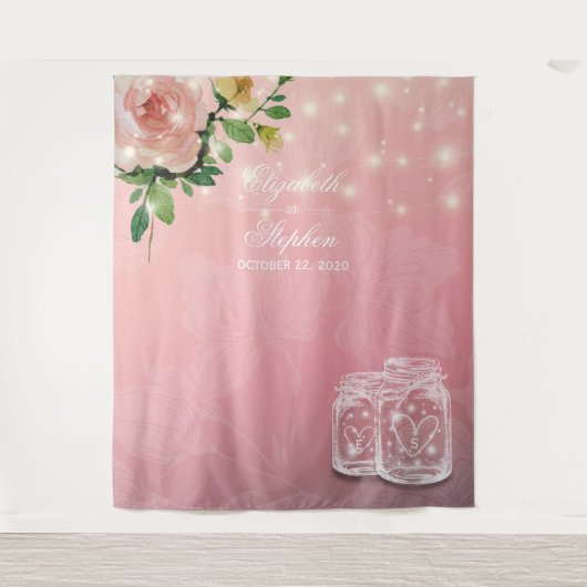 Tenture Fond de photomaton de mariage Chic Fleur Jar Mason (Devant)