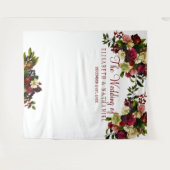 Tenture Fond de photomaton de mariage chic floral Bourgogn (Devant (Horizontal))