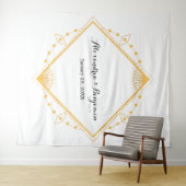 Tenture Fond de photomaton de mariage diamant or moderne (En situation (horizontale))