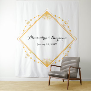 Tenture Fond de photomaton de mariage diamant or moderne