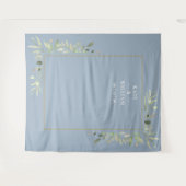 Tenture Fond de photomaton de mariage Dusty Blue Greenery (Devant (Horizontal))