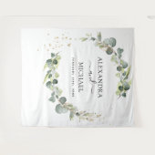 Tenture Fond de photomaton de mariage eucalyptus (Devant (Horizontal))