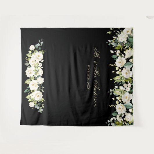 Tenture Fond de photomaton de mariage Fleurs Blanches sur  (Devant (Horizontal))