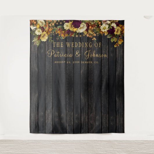 Tenture Fond de photomaton de mariage floral automnal rust (Devant)